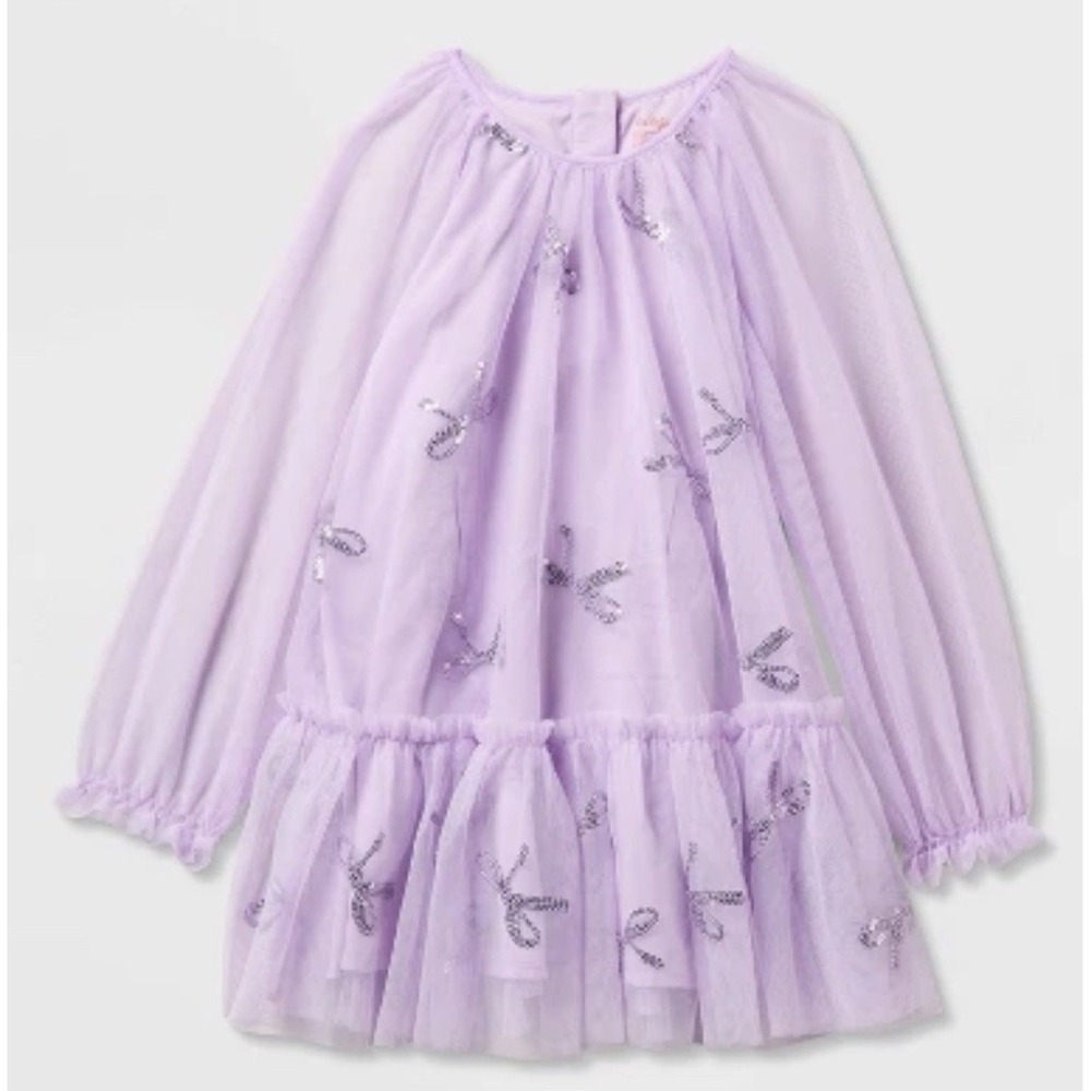 Cat & Jack Lavender Bows Tulle Dress - 18M - NWT